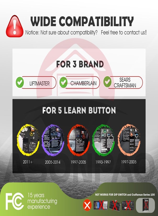 ASONPAO 2 for 953EV/EVC 953ESTD Universal Chamberlain Garage Door Opener Remote Security+2.0 MyQ 3-Year-Warranty - Image 2
