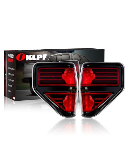 OKLPF Rear Brake Tail Light Compatible With 2009 2010 2011 2012 2013 2014 Ford F150 F150Replace Red Taillight Assembly Red Smoked Tail lightIncluded A Luxurious BoxDriver and Passenger Side
