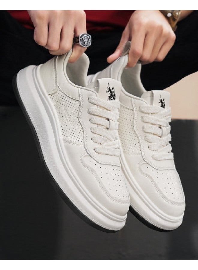 U.S. Polo Assn. Autumn Versatile Casual Sneakers Comfortable Breathable Thick-soled White Shoes Men - Image 1