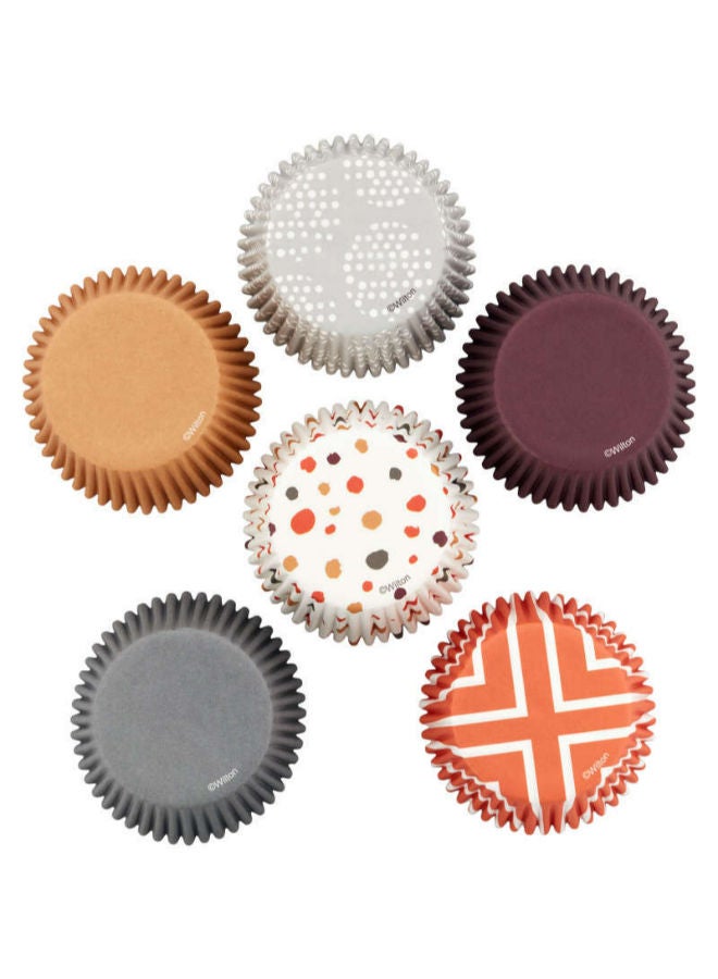 Wilton أكواب الخبز القياسية المطبوعة باللون البني والبرتقالي والرمادي والمحايد من ويلتون، 150 كوبًا - Image 2