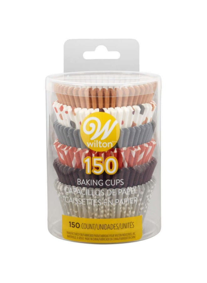 Wilton أكواب الخبز القياسية المطبوعة باللون البني والبرتقالي والرمادي والمحايد من ويلتون، 150 كوبًا - Image 4