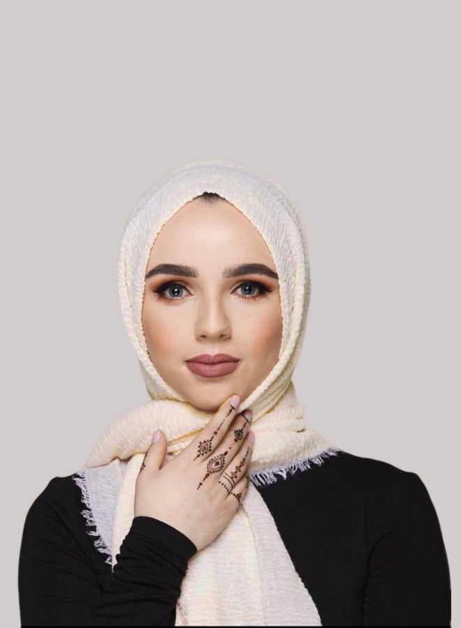 Women Wrinkle Scarf Crinkle Muslim Hijab Scarves Solid Color Long Wrap Scarf  - Image 1