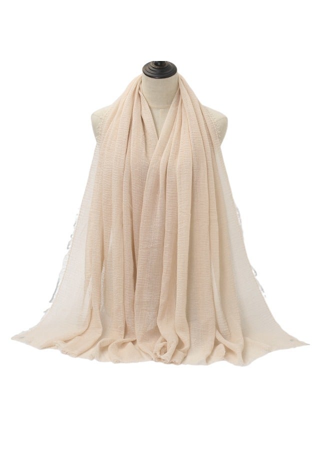 Women Wrinkle Scarf Crinkle Muslim Hijab Scarves Solid Color Long Wrap Scarf  - Image 2