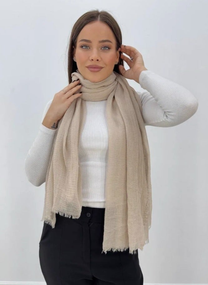 Women Wrinkle Scarf Crinkle Muslim Hijab Scarves Solid Color Long Wrap Scarf  - Image 4