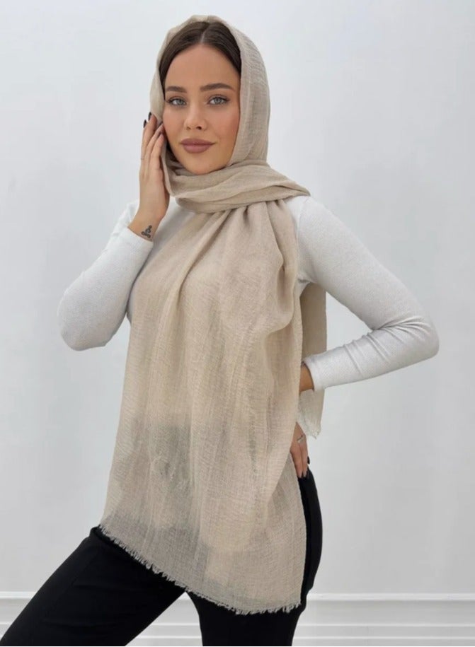 Women Wrinkle Scarf Crinkle Muslim Hijab Scarves Solid Color Long Wrap Scarf  - Image 3