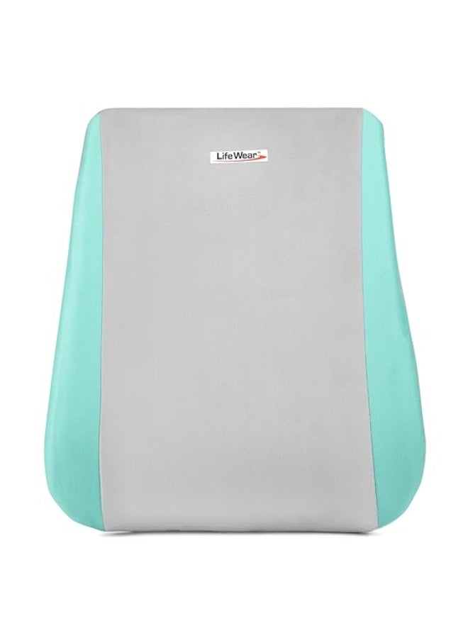 LifeWear Back Rest, Back Support for Office, Home, and Car Sitting, Foam Lumbar Support for Back Pain Relief, Anatomical Shape, With Adjustable Strap and Removable Cover, Gray Color, Universal Size - Image 3