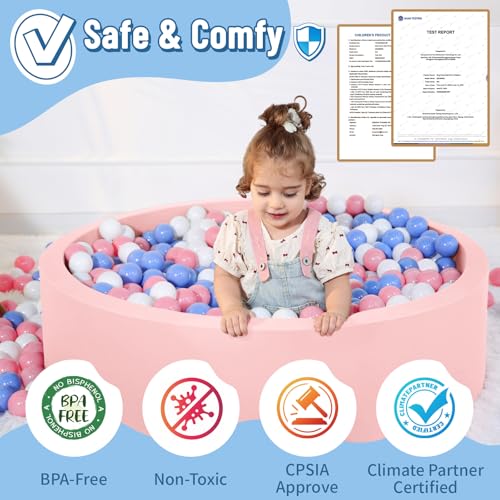Wilwolfer Foam Ball Pit for Toddlers, Large Baby Ball Pit for Babies with Soft Memory Sponge, Indoor Outdoor Baby Playpen, Kids Play Ball Pool, Gift Toys for Infants Boys and Girls (Pink, NO Balls) - Image 4