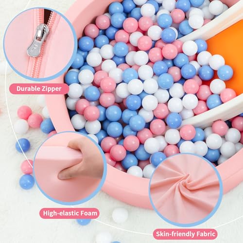 Wilwolfer Foam Ball Pit for Toddlers, Large Baby Ball Pit for Babies with Soft Memory Sponge, Indoor Outdoor Baby Playpen, Kids Play Ball Pool, Gift Toys for Infants Boys and Girls (Pink, NO Balls) - Image 5