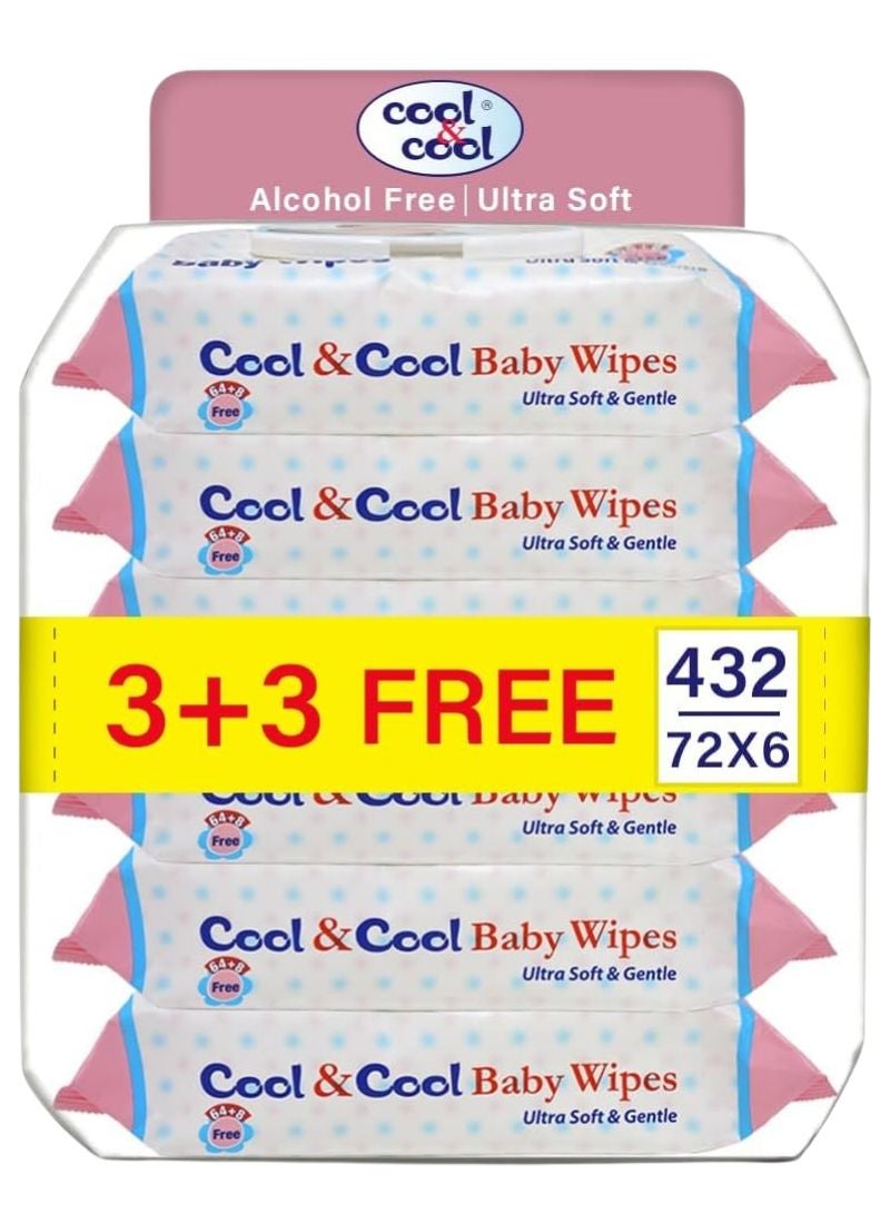 Cool & Cool Baby Wipes 72 Pieces Pack Of 6 - Image 1