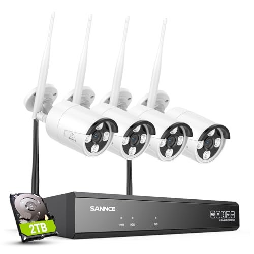 SANNCE 16CH 4K NVR Wireless Security Camera System with 4 * 8MP IP66 Waterproof Surveillance IP Cameras, 2TB HDD Storage, Dual-Band WiFi, H.264+ Video Coding, Night Vision - Image 1