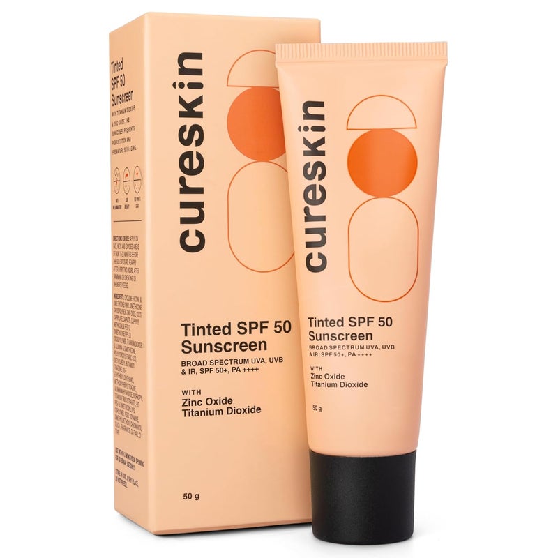 Cureskin كريم واقي الشمس المعدني من كيرسكن بلمسة نهائية غير لامعة مع تلوين SPF 50 PA حماية واسعة الطيف من أشعة الشمس UVA/UVB/IR مع ثاني أكسيد التيتانيوم 50 جرام عبوة واحدة - Image 1