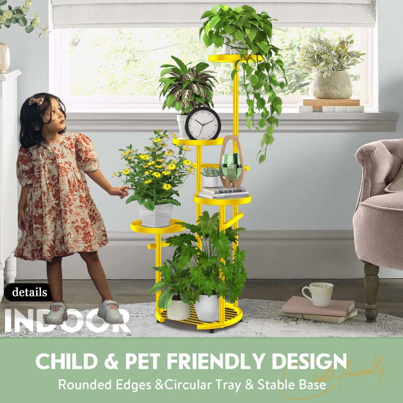 TOSKING 5 Tier Metal Plant Stand Indoorï¼Œ Plant Shelf, Corner Shelf Flower Pot Stand for Outdoor Plant Stand for Living Room Balcony Garden Patio Bedroom (yellow, 38in) - Image 5