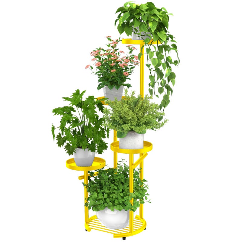 TOSKING 5 Tier Metal Plant Stand Indoorï¼Œ Plant Shelf, Corner Shelf Flower Pot Stand for Outdoor Plant Stand for Living Room Balcony Garden Patio Bedroom (yellow, 38in) - Image 1