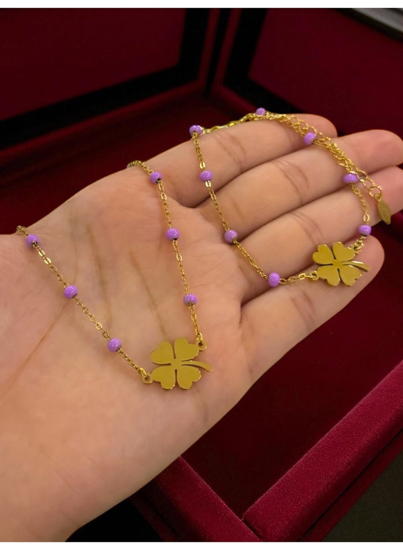 Casual collection Elegant Stainless Steel Gold Plated Necklace & Bracelet Jewelry Set For Women - Image 1