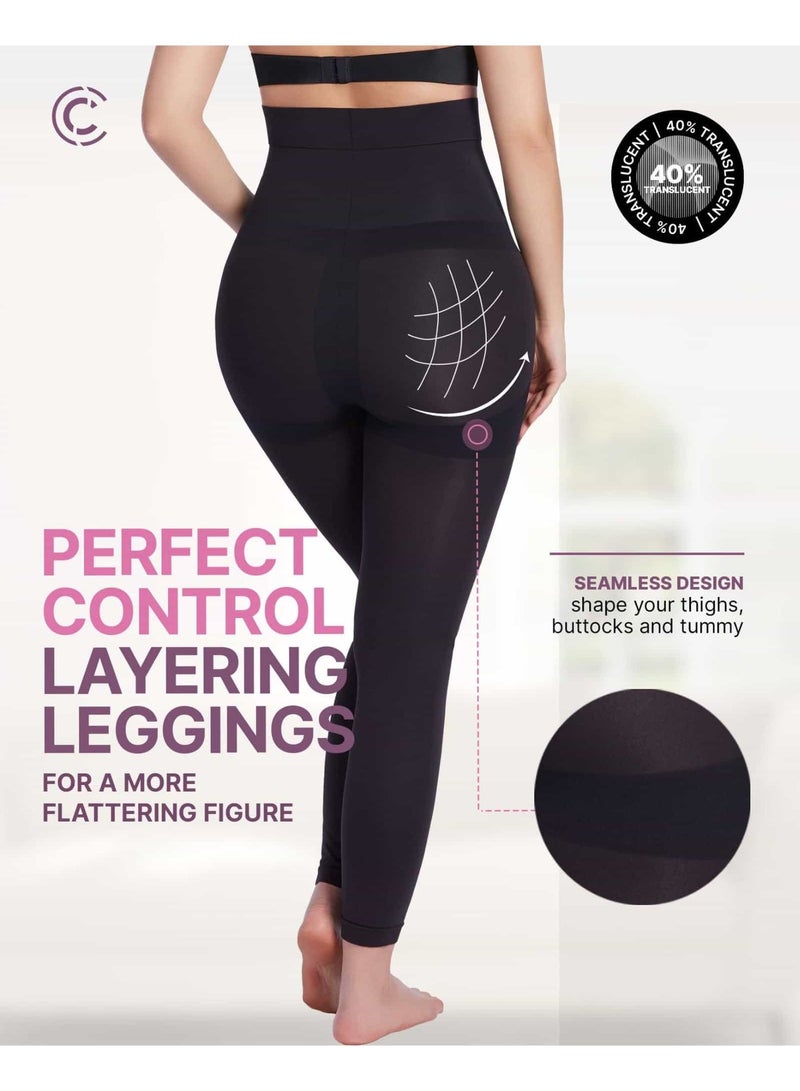 AZMARO High Waist Medical Compression Leggings, Graduated Pressure Opaque Tights for Varicose Veins Relief, Postpartum Tummy Control — Size L (Black) - Image 4