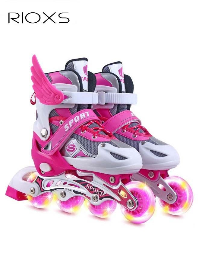 Kids Rollerskates,Roller Skating Shoes For Girls,Professional Roller Inline Skates For Beginners,High Performance Roller Skates,Girls Blades Skate With Light-up Wheels,Speed Racing Skates For Outdoor Indoor