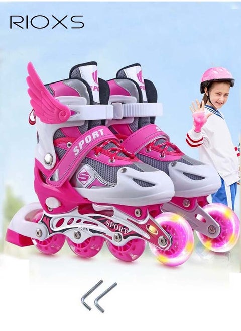 Kids Rollerskates,Roller Skating Shoes For Girls,Professional Roller Inline Skates For Beginners,High Performance Roller Skates,Girls Blades Skate With Light-up Wheels,Speed Racing Skates For Outdoor Indoor