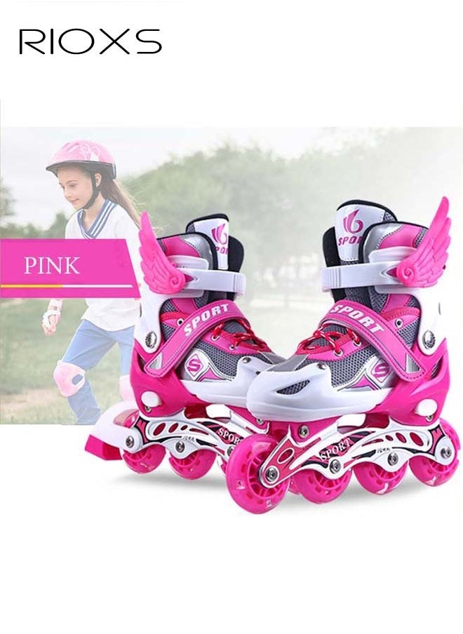 Kids Rollerskates,Roller Skating Shoes For Girls,Professional Roller Inline Skates For Beginners,High Performance Roller Skates,Girls Blades Skate With Light-up Wheels,Speed Racing Skates For Outdoor Indoor