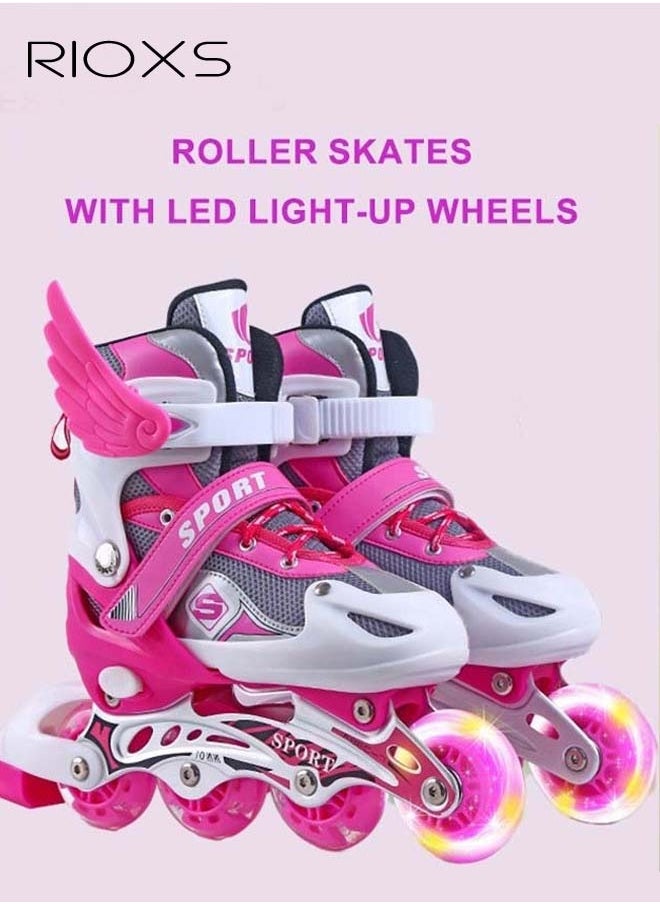 Kids Rollerskates,Roller Skating Shoes For Girls,Professional Roller Inline Skates For Beginners,High Performance Roller Skates,Girls Blades Skate With Light-up Wheels,Speed Racing Skates For Outdoor Indoor