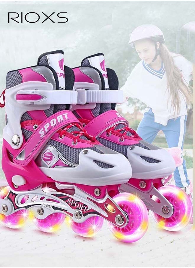 Kids Rollerskates,Roller Skating Shoes For Girls,Professional Roller Inline Skates For Beginners,High Performance Roller Skates,Girls Blades Skate With Light-up Wheels,Speed Racing Skates For Outdoor Indoor