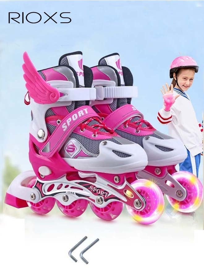 RIOXS Kids Rollerskates,Roller Skating Shoes For Girls,Professional Roller Inline Skates For Beginners,High Performance Roller Skates,Girls Blades Skate With Light-up Wheels,Speed Racing Skates For Outdoor Indoor - Image 1