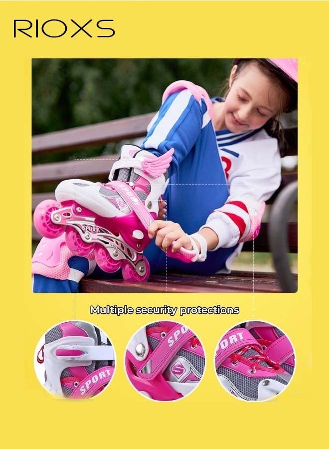 RIOXS Kids Rollerskates,Roller Skating Shoes For Girls,Professional Roller Inline Skates For Beginners,High Performance Roller Skates,Girls Blades Skate With Light-up Wheels,Speed Racing Skates For Outdoor Indoor - Image 4