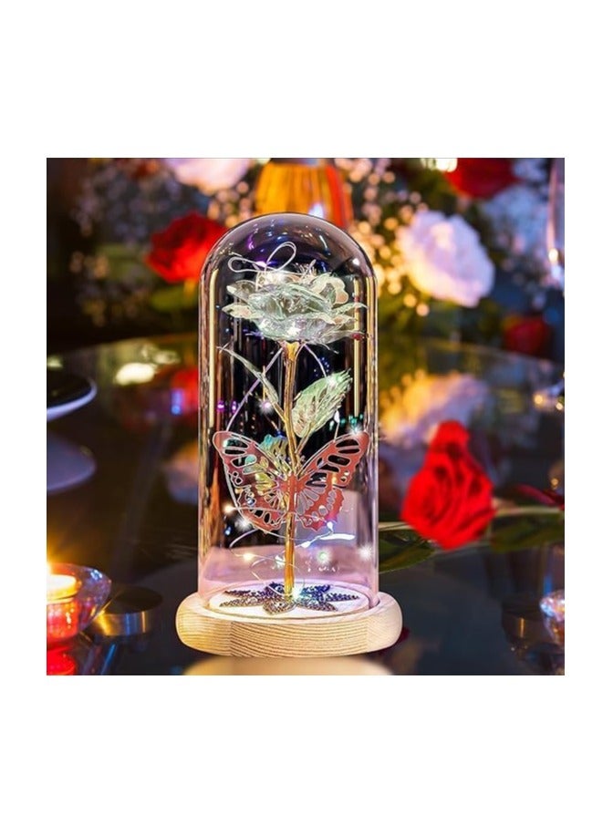 Mother's Day box, greeting card + 4 pieces (rose in a glass dome + night lamp + alarm clock with a happy base + scented candle) - Image 2