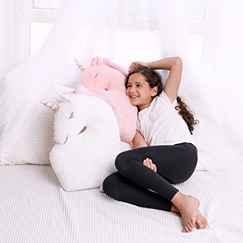 Perfectto Design Set of 2 Decorative Unicorn Pillows for Girls Kids Bed Room - White Pink Fluffy Plush for Baby Girl, Cute Throw Pillows Bedroom Décor, Teepee - Image 5