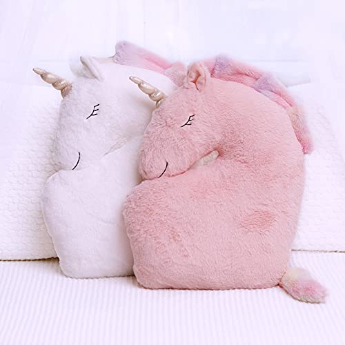 Perfectto Design Set of 2 Decorative Unicorn Pillows for Girls Kids Bed Room - White Pink Fluffy Plush for Baby Girl, Cute Throw Pillows Bedroom Décor, Teepee - Image 4