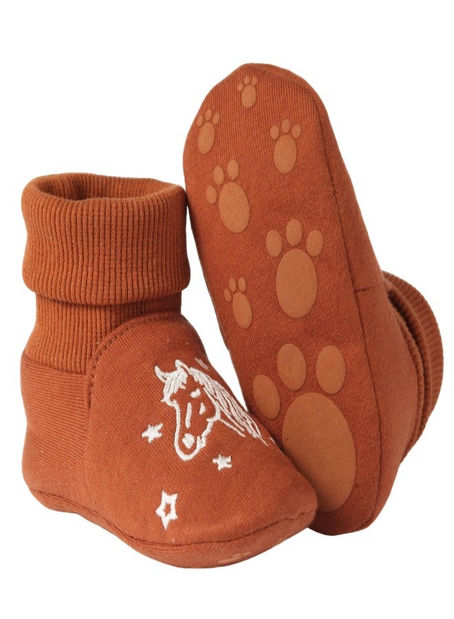 CYXUYJH Newborn Infant Baby Cotton Booties Non-Slip Sole for Toddler Boys Girls Winter Warm Stay On Socks Shoes Unisex First Walkers Ankle Crib Slippers Shoes 3-6 Months - Image 4