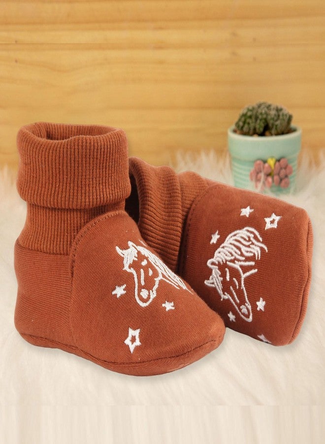 CYXUYJH Newborn Infant Baby Cotton Booties Non-Slip Sole for Toddler Boys Girls Winter Warm Stay On Socks Shoes Unisex First Walkers Ankle Crib Slippers Shoes 3-6 Months - Image 3