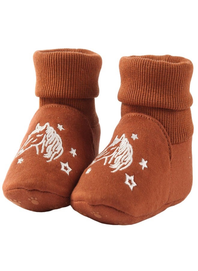CYXUYJH Newborn Infant Baby Cotton Booties Non-Slip Sole for Toddler Boys Girls Winter Warm Stay On Socks Shoes Unisex First Walkers Ankle Crib Slippers Shoes 3-6 Months - Image 1