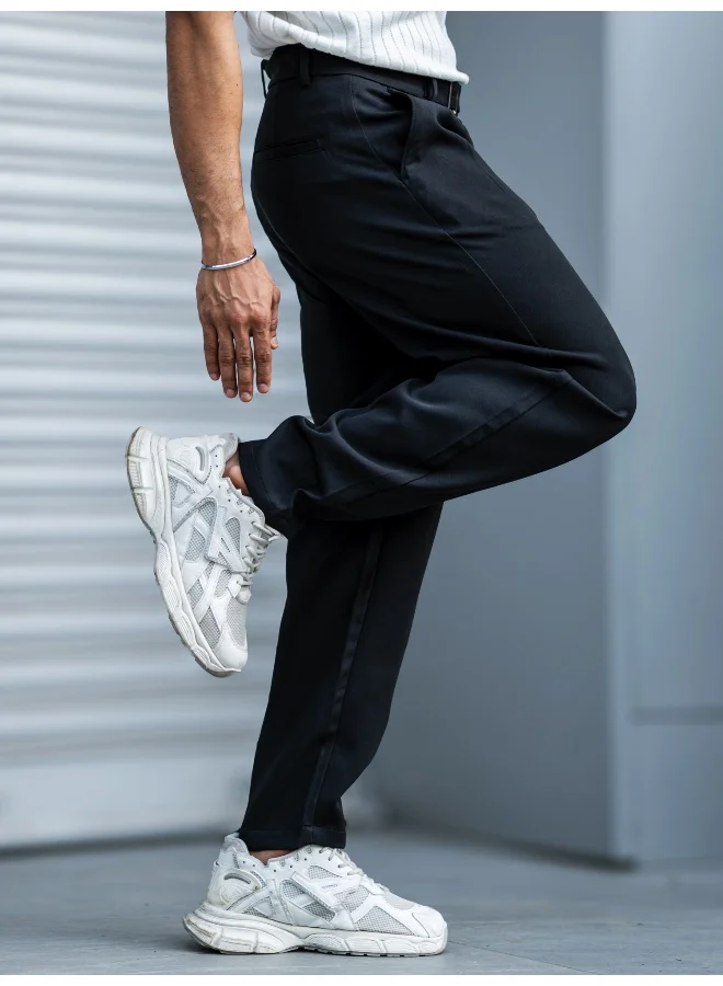 Maniac  Maniac Mens Solid Black Woven Fabric Trouser for Men | Best Price UAE