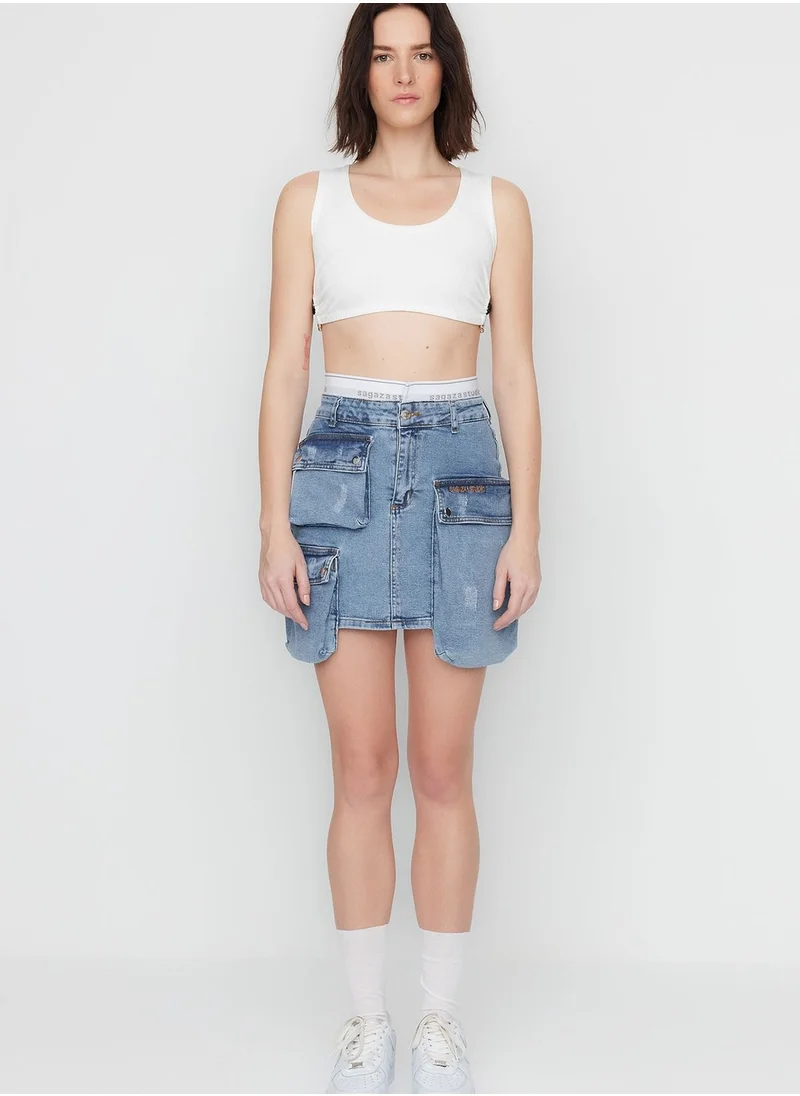 trendyol Pocket Detail Denim Skirt