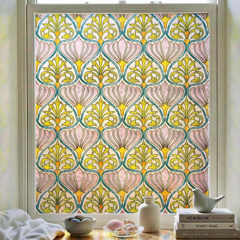 ADD.HERES 3D Stained Glass Window Film Decorative Window Privacy Film for BathroomFront DoorHome Sun Blocking Heat ControlStatic ClingDaisy 236inch x 354inch - Image 2