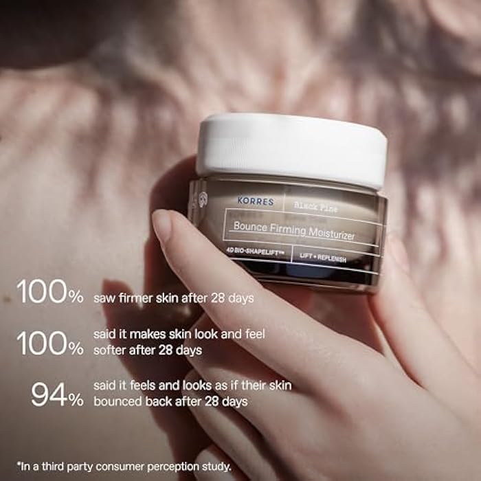 KORRES Black Pine Bounce Firming Moisturizer, Plumping & Hydrating Face Cream with Black Pine Extract, Vegan & Silicone Free Anti-Aging Skincare for Fine Lines & Wrinkles, Made in Greece, 1.35 Fl Oz - Image 4
