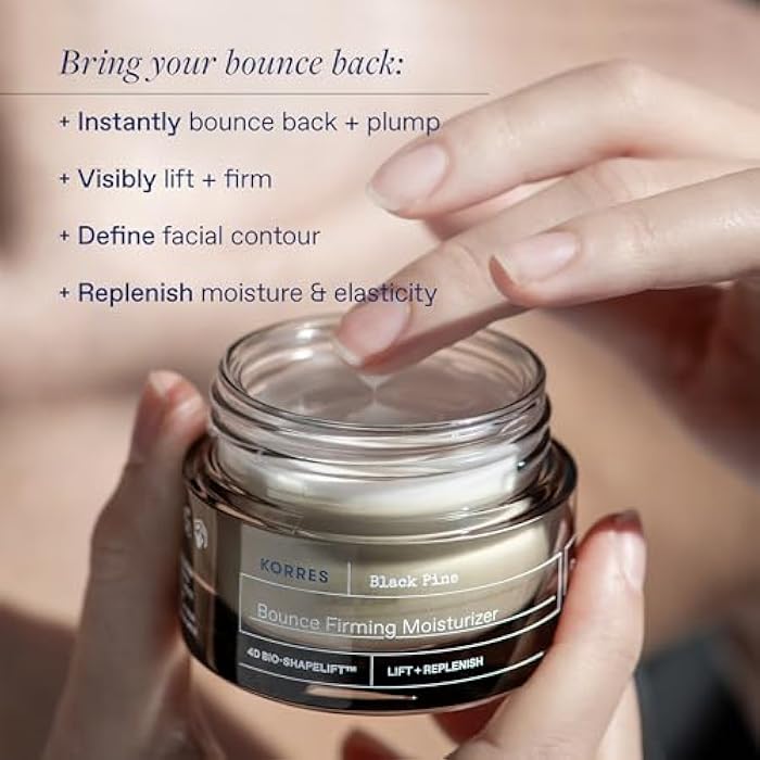 KORRES Black Pine Bounce Firming Moisturizer, Plumping & Hydrating Face Cream with Black Pine Extract, Vegan & Silicone Free Anti-Aging Skincare for Fine Lines & Wrinkles, Made in Greece, 1.35 Fl Oz - Image 2