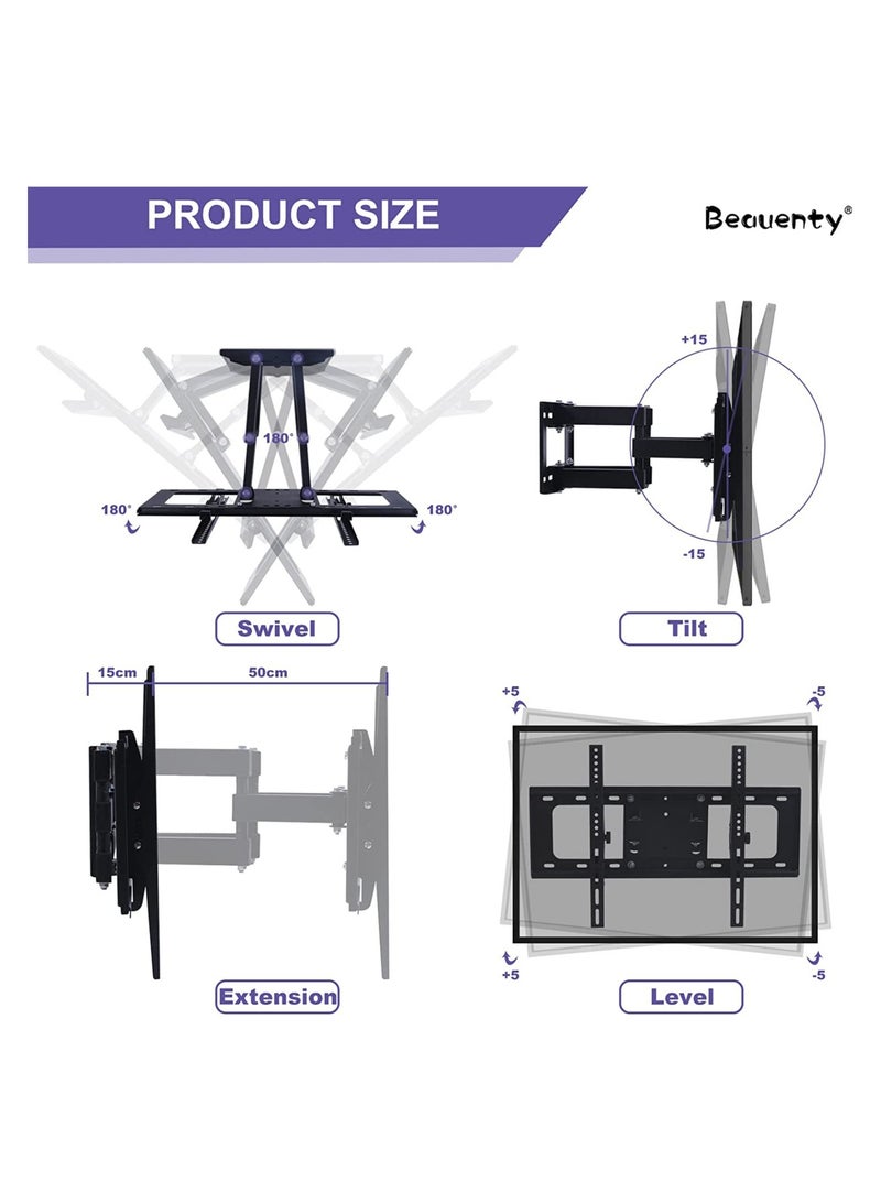 Full Motion TV Stand/TV Wall Mount,Swivel and Tilt for Most 32-70Inch Flat Screen TV,Rugged TV Mount Articulating Dual Arms,Standard Load 66 Ibs - Image 3