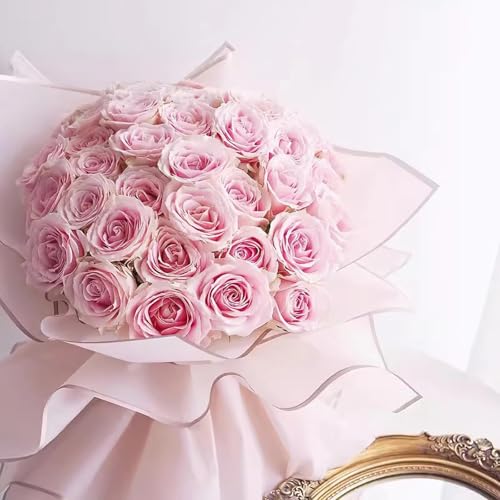 Vshinic 179Pcs Flower Wrapping Bouquet Paper Kit with 20 Sheets Pink Floral Wrapping Paper, 100 Pcs Diamond Bouquet Pins, 48Pcs 3D Gold Butterflies ,1Roll Ribbon 10 Cards for Graduation Birthday Wedding DIY Craft - Image 3