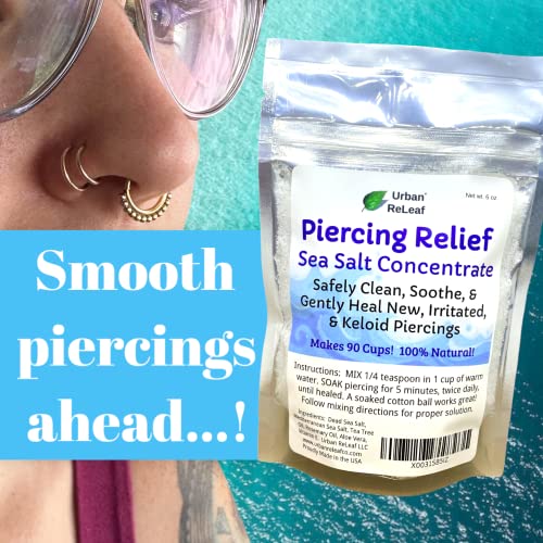 Urban ReLeaf Piercing Relief Sea Salt Concentrate AFTERCARE 6 oz. Bag! Makes 90 Cups! Safely Clean, Soothe, Gently Calm Irritated & Keloid Bump Piercings. Dead Sea Salt, Tea Tree, Rosemary - Image 5