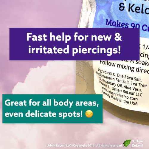 Urban ReLeaf Piercing Relief Sea Salt Concentrate AFTERCARE 6 oz. Bag! Makes 90 Cups! Safely Clean, Soothe, Gently Calm Irritated & Keloid Bump Piercings. Dead Sea Salt, Tea Tree, Rosemary - Image 4