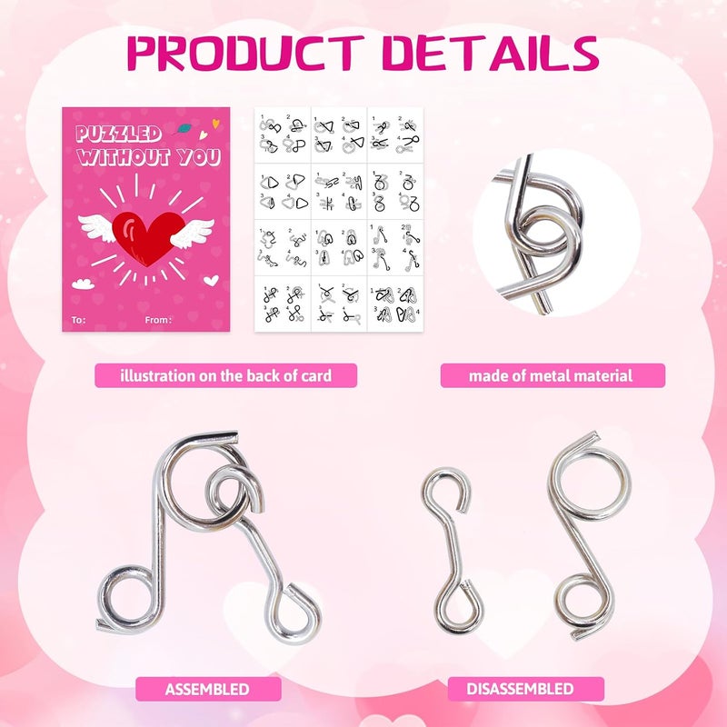 Fancy Land Valentine's Day Metal Puzzles Brain Teasers for Kids - Image 3