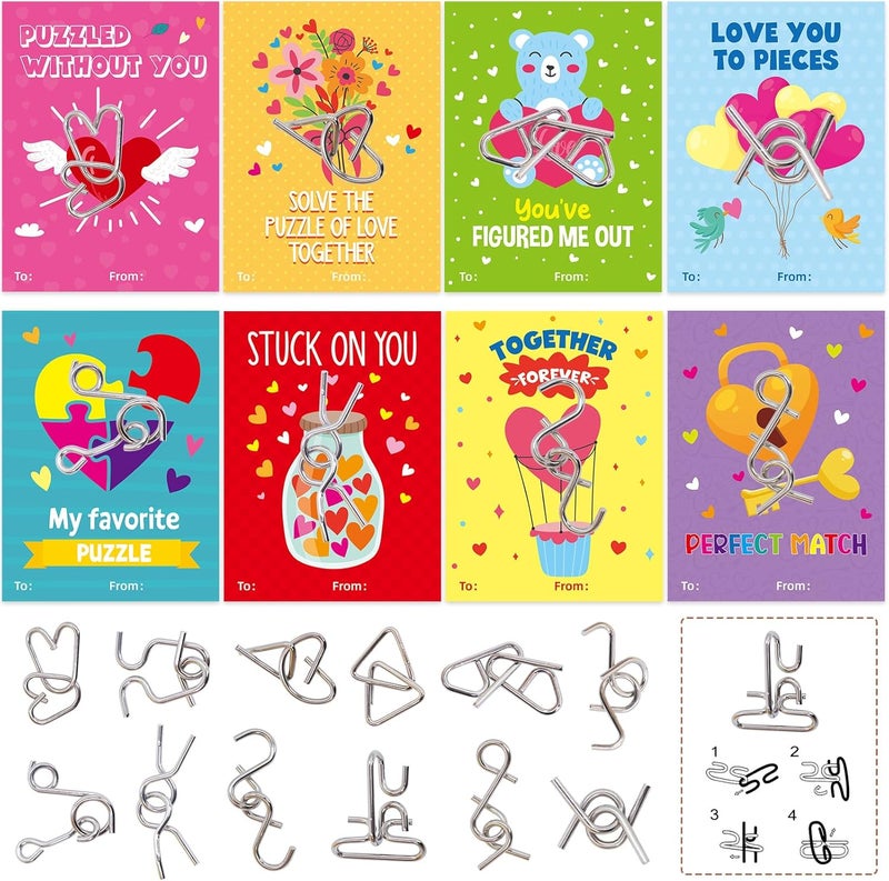 Fancy Land Valentine's Day Metal Puzzles Brain Teasers for Kids - Image 1