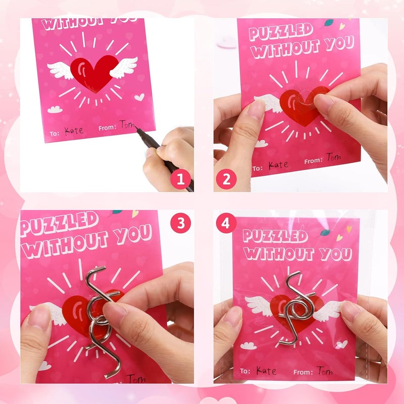 Fancy Land Valentine's Day Metal Puzzles Brain Teasers for Kids - Image 4