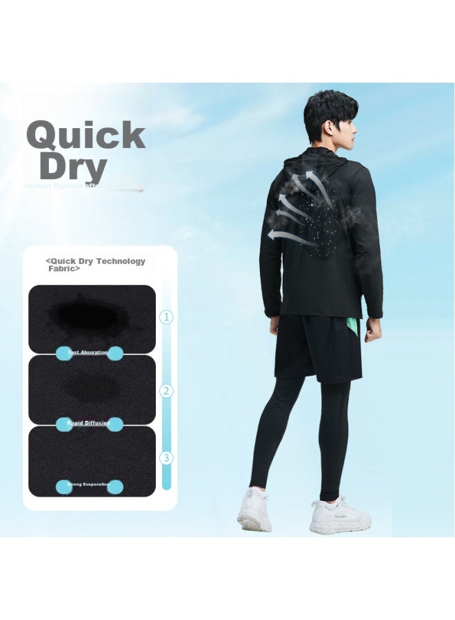 Buruite Fitness Clothing For Men, Running Sports Set, Basketball Quick-dry High-elasticity Cycling Training Morning Run Tight-fitting Badminton Outfit - Image 5