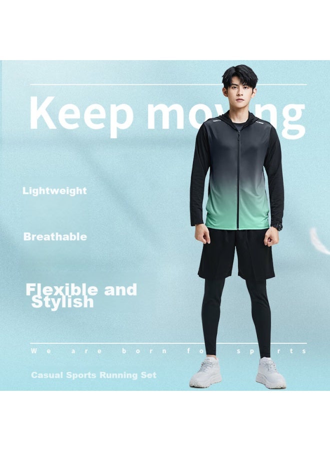 Buruite Fitness Clothing For Men, Running Sports Set, Basketball Quick-dry High-elasticity Cycling Training Morning Run Tight-fitting Badminton Outfit - Image 2