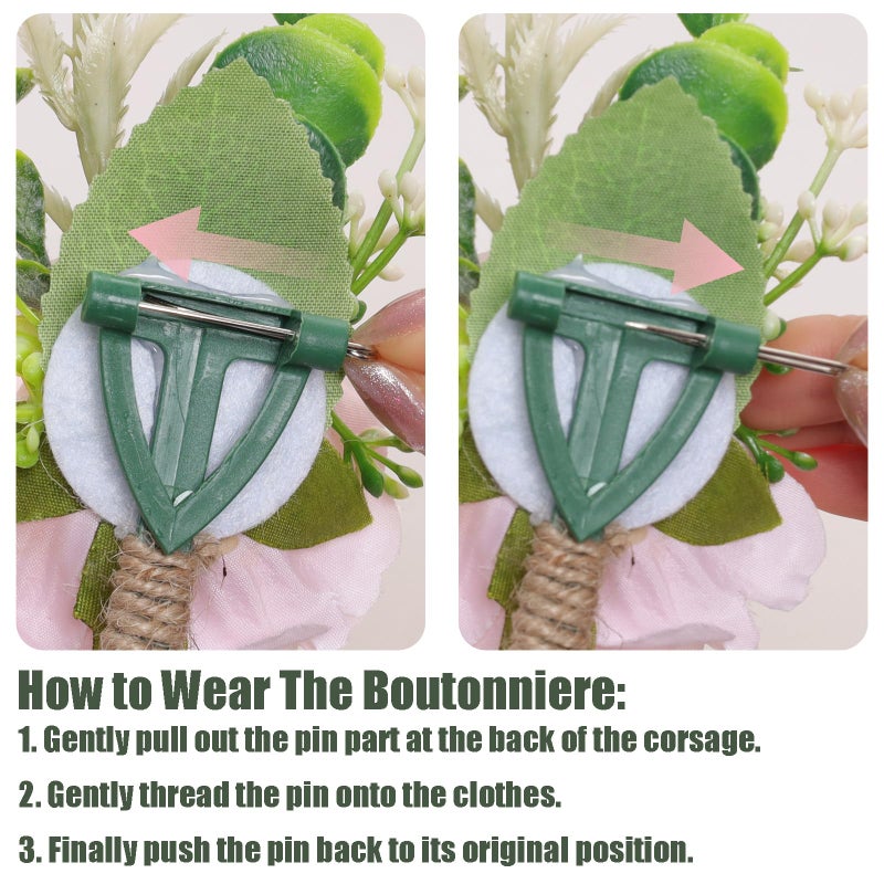 Gvhntk Pink Rose Boutonniere for Men Wedding Set of 6 Groom Groomsmen Best Man Artificial Flowers Boutonniere for Wedding Ceremony Anniversary Prom Flowers Formal Dinner Party (6  Pink  Middle) - Image 4