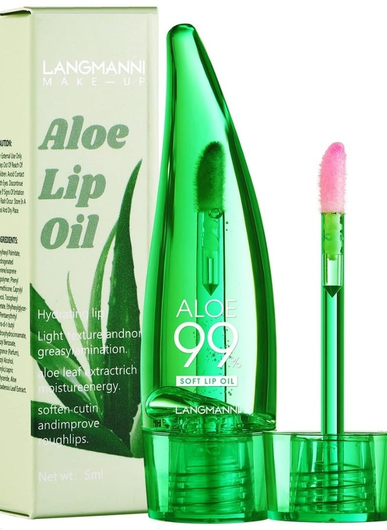LANGMANNI 2PCS Aloe Vera Lip Oil Magic Color Changing Lipstick Gift Set Long Lasting Nutritious Lip Oil Kit Lips Moisturizer Aloe Vera Lip Stick Color Change Lip Gloss Mood Lipstick Lips Shine Primer Lip Balm  - Image 2