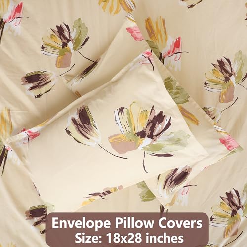 AVI 180 TC Bedsheet King Size Bed Glace Cotton with 2 Pillow Covers | 110 GSM Soft Brushed Microfiber King Size Bedsheet Cotton - Breathable & Wrinkle Free - (223 x 241 CM, Green & Yellow) - Image 5