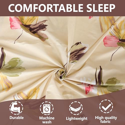 AVI 180 TC Bedsheet King Size Bed Glace Cotton with 2 Pillow Covers | 110 GSM Soft Brushed Microfiber King Size Bedsheet Cotton - Breathable & Wrinkle Free - (223 x 241 CM, Green & Yellow) - Image 3